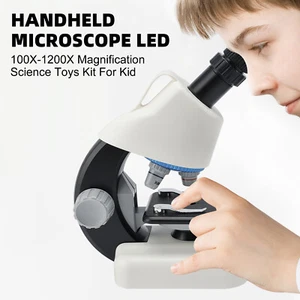 Handheld Microscope LED 100X-1200X Magnification Science Toys Kit For Kid White. - Picture 1 of 13