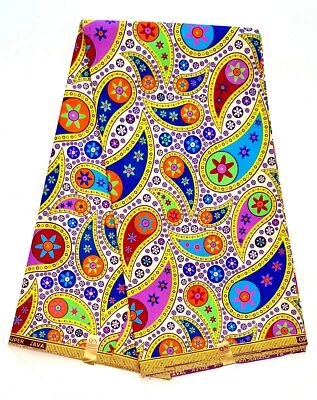 Tela africana/Ankara - arco iris, diseño crema 'Naja Paisley', patio o al por mayor Foto 1 de 4