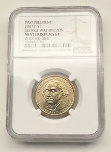 2007-P George Washington Dollar Mint Error * Clash Dies * MS-64 - Picture 1 of 7