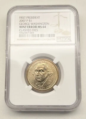2007-P George Washington Dollar Mint Error * Clash Dies * MS-64 - Image 1 of 4