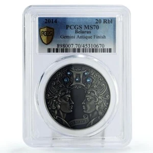 Belarus 20 rubles Zodiac Singns series Gemini MS70 PCGS silver coin 2014 - Picture 1 of 2