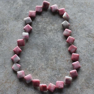 12x12mm Natural Rhodonite Square Diamond Loose Beads 15.5" strand - Picture 1 of 2