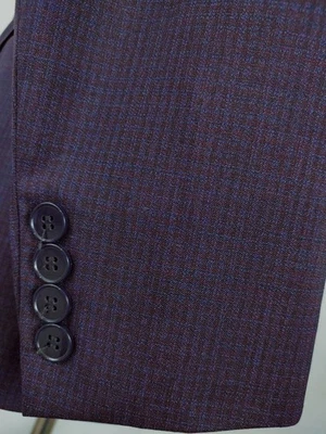Blazer Traje Chaqueta Calvin Klein Para Hombres 40R Ajustado Borgoña Púrpura Micro Cuadros 2Bttn Foto 1 de 4