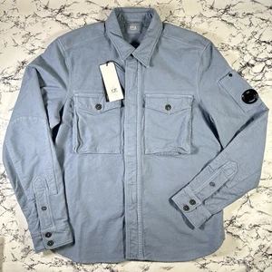 CP COMPANY Mens Infinity Blue Moleskin Zip Lens Overshirt Jacket SIZE LARGE BNWT - Picture 1 of 20