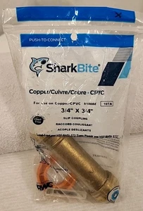 SHARKBITE push to connect copper 3/4" x 3/4" slip coupling 818088 107A - Picture 1 of 3