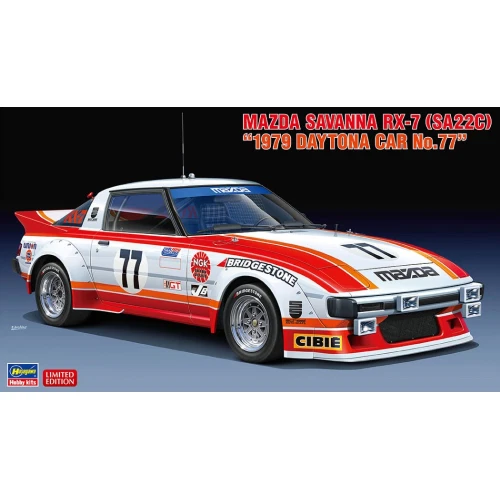 MAZDA SAVANNA RX-7 A22C 1979 DAYTONA N.77 KIT 1:24 Hasegawa Kit Auto Modellino N - Immagine 1 di 1