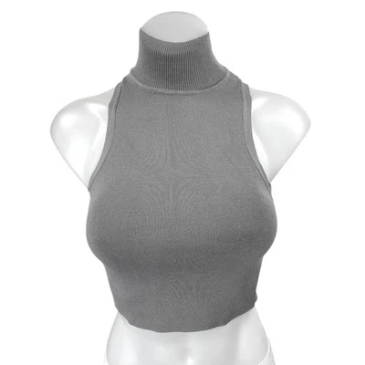 Suéter Chaleco Zara Gris Sin Mangas Cuello Alto Tejido Cami Camiseta sin Mangas Talla XS Foto 1 de 4