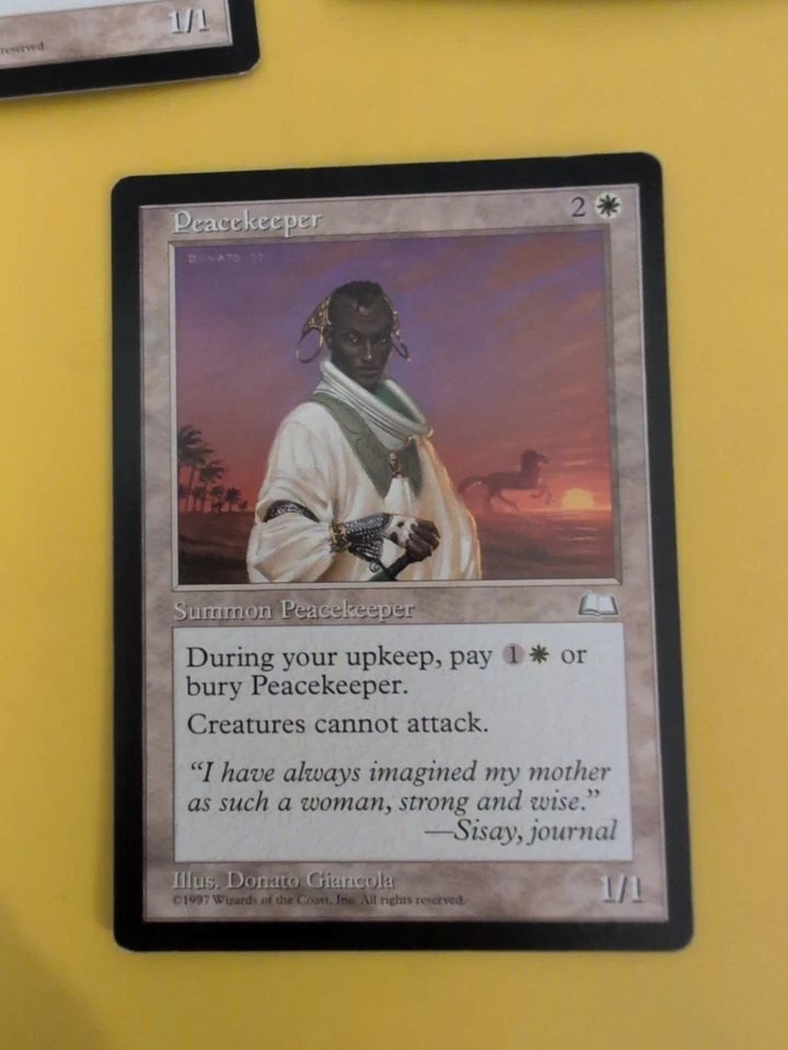 Peacekeeper. Summon  Old Vintage. Weatherlight  Magic the Gathering Card. - Image 1 of 4