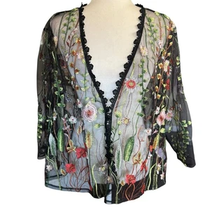 Rabbit Rabbit Rabbit Sheer Embroidered Floral Shrug Whimsigoth 4XL Darkfairy - Picture 1 of 11