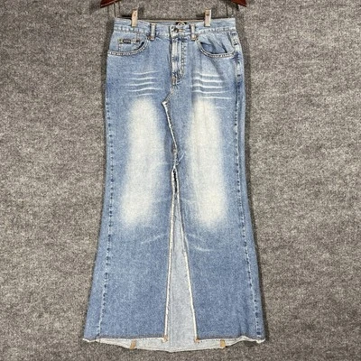 VINTAGE Y2K XOXO Denim Pencil Maxi Skirt Womens Size 1/2 Jeans Raw Hem Low Rise - Image 1 of 4