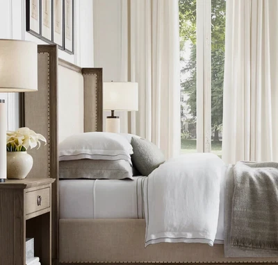 Funda nórdica de lino con punta ultra fina italiana Restoration Hardware king blanca Foto 1 de 3