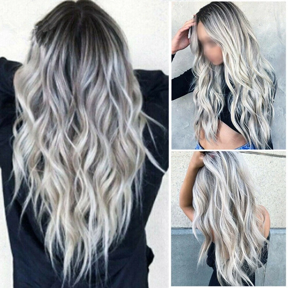 MARKENLOS Damen Lang Perücke Ombre Langhaarperücken Gerade wie Echthaar Perücke Wig DE