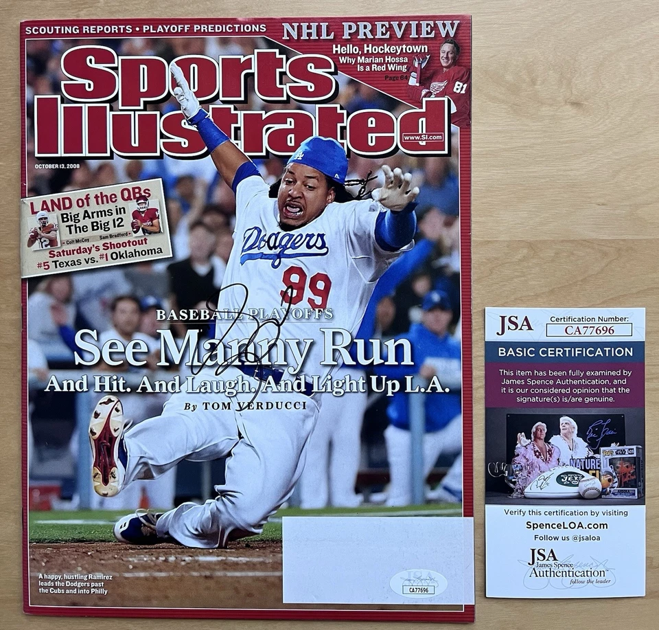 Manny Ramirez Signed Sports Illustrated Magazine JSA Auto Dodgers Oct 13 08 - Image 1 of 1