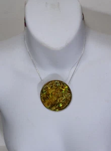 GEMSTONE 56 mm PENDANT / SILVER PLATE CHAIN 18" j88cr MZ15 - Picture 1 of 6