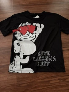 Nickelodeon Boys 7 Size Small Black T-shirt Garfield Love Lasagna Life - Picture 1 of 4