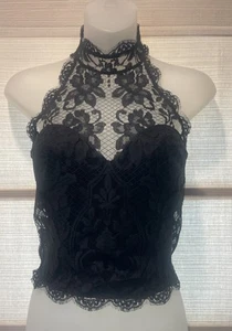 La Perla Vintage Estate Ritmo Di Perla schwarz Spitze Neckholder Bustier Korsett Top ~ 42 - Bild 1 von 10