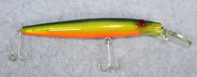 Señuelo vintage Mirrolure 107MR verde naranja NOS 9" Foto 1 de 4