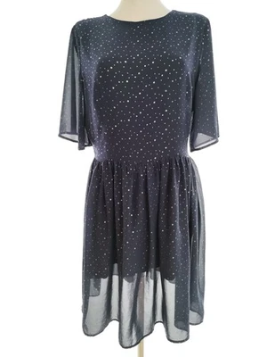 💚 MINIMUM Elegantes Kleid für Damen Marineblau 38 Kurzer Ärmel Runder 💚 - Bild 1 von 4