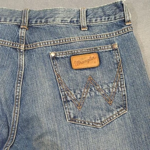 Pantalones de mezclilla Wrangler para hombre 36x34 se adapta a 36x32 azul retro ajustados rectos occidentales - Imagen 1 de 11