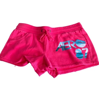 Pantalones Cortos para Sudar Aeropostale Rosa Gráfico Logo Para Mujer Talla Grande Bolsillos con Cordón Foto 1 de 4