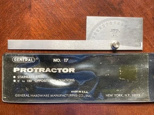 General Tools No.17 PROTRACTOR Stainless Steel. Made In USA - Picture 1 of 1