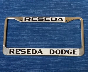 VTG Reseda California Dodge Dealer Metal License Plate Frame 44B - Picture 1 of 2