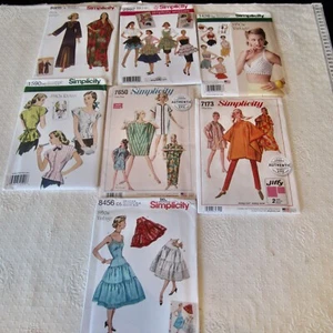 7 Simplicity Sewing Patterns Lot Retro vintage remake New Uncut FF dress blouse - Picture 1 of 8