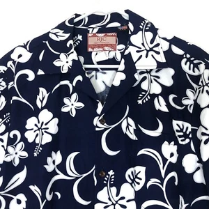 Vintage RJC Hawaiian Shirt Mens Large Hibiscus Short Sleeve Floral Print - Picture 1 of 12