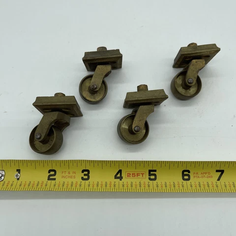 Vintage Solid Brass Furniture Casters Set of 4 Lot Of 4 Brass Base Cover