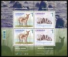 Feuille souvenir de 4 timbres du Canada, faune, cerf et wairus, #1689b neuf neuf dans son emballage d'origine