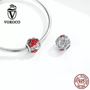 Voroco Charm Donna Fai da Te 100% Argento Sterling Smalto Garofano Perlina per Bracciale - Foto 1 di 11