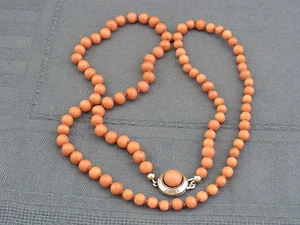 hermosa cadena de coral antiguo #AA7 - Imagen 1 de 7