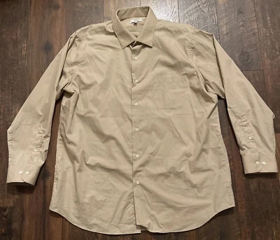 Croft & Barrow Men’s Button Up Shirt size XL 17 1/2 34-35 Beige Tan Khaki Adult - Image 1 of 4