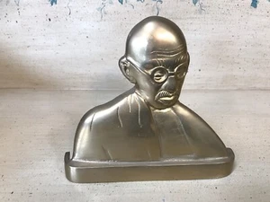 Vintage Brass Mahatma Gandhi Head Statue Plaque - Picture 1 of 7