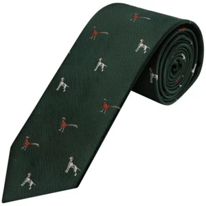 Bottle Green Dog and Pheasant Classic Men's Tie Country Wedding Novelty Regular - Picture 1 of 3