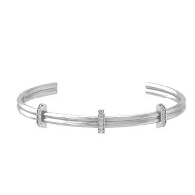 Brazalete de plata de ley de 0,50 quilates redondo de diamantes cultivados en laboratorio para hombre de 8" Foto 1 de 4