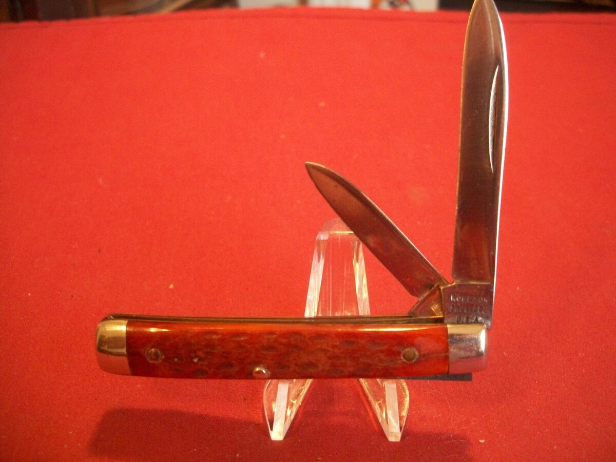 Robeson Bone Handle Pocketknife Collectible Vintage Factory Robeson Bone Handle Pocketknife Collectible Vintage Factory