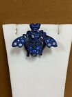 Joan Rivers Blue Bee/Fly Brooch Rhinestones Signed Missing One Stone