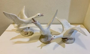 Lot of 3 Lovely KPM Porcelain Bone China White Geese Goose Bird Figurines - Picture 1 of 12