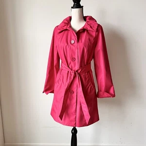DENNIS By DENNIS BASSO Fuchsia Belted Trench Coat—SZ. XS - Picture 1 of 16