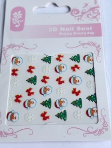 Nail Art Stickers 5D GLITTER XMAS STICKERS SANTA TREES BOWS CR-20 - Picture 1 of 1