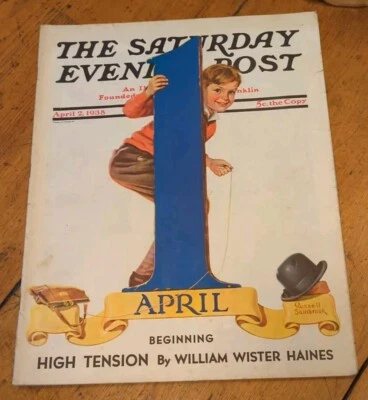 Винтажная субботняя вечерняя почта 2 апреля 1938 R Sambrook - Изображение 1 из 2