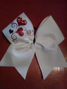 Valentine Hearts red Novelty Handmade Boutique Hair Bow cheer event performance - Picture 1 of 2