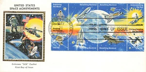 1st Day Space Achievements Colorano Silk 1981 Eight 18¢ Stamps - Picture 1 of 2