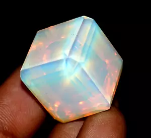 60+ kt australischer natürlicher blauer Opal Würfelschliff zertifiziert loser Edelstein 25 x 25 mm - Bild 1 von 7