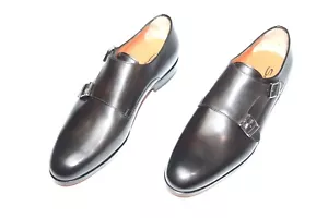 NUEVO SANTONI Zapatos de Vestir Cuero Correa Monje TALLA EU 42.5 UK 8.5 US 9.5 (25R) - Imagen 1 de 4