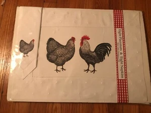 Mary Lake-Thompson Rooster Hen Placement Napkin Set (set of 8 each) NWT - Picture 1 of 5