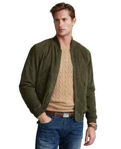 POLO RALPH LAUREN Men's Suede Bomber Jacket Color Company Olive Size S $798 - Picture 1 of 1