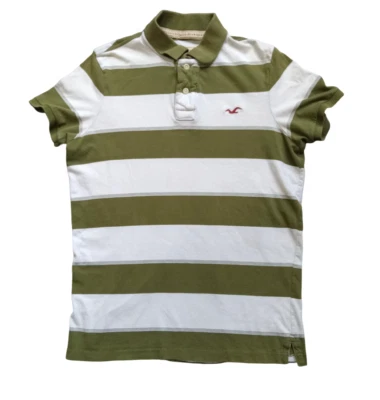 Polo Hollister California Juvenil Grande Rayas Manga Corta Verde Marfil Foto 1 de 4