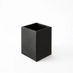 Schreibtisch Stiftehalter Leder Anthrazit Grau Stifteköcher Quadratisches Design - Bild 1 von 5